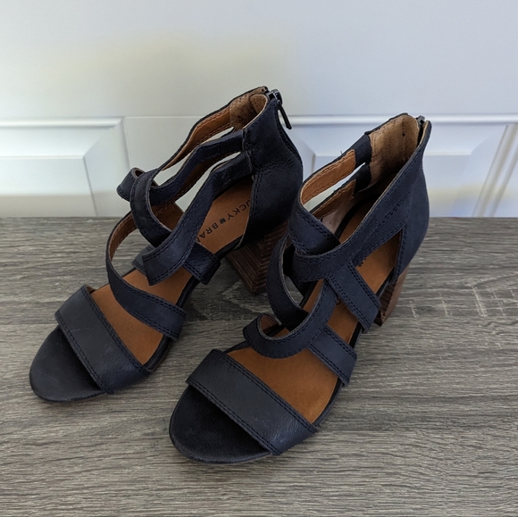 Lucky Brand Blue Leather Sandal Heel- Vyrah - Picture 4 of 10